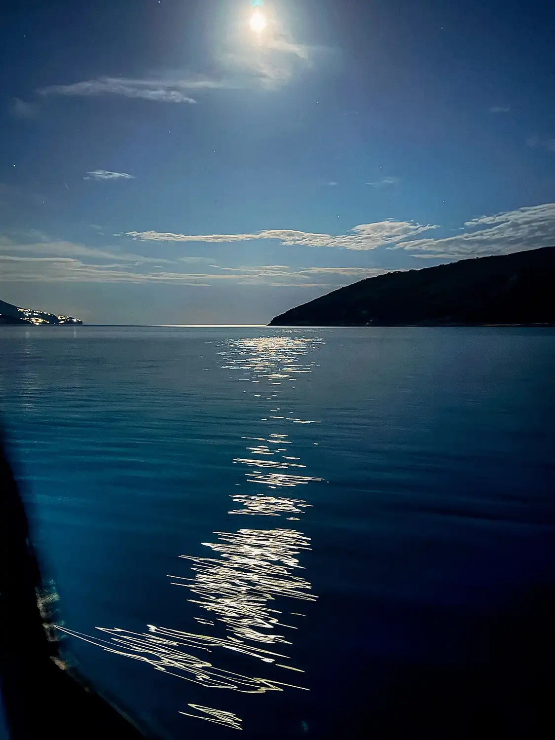 Moonlight reflection on calm water
